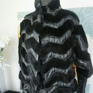 H&M Special Collection Leather and Fur Coat